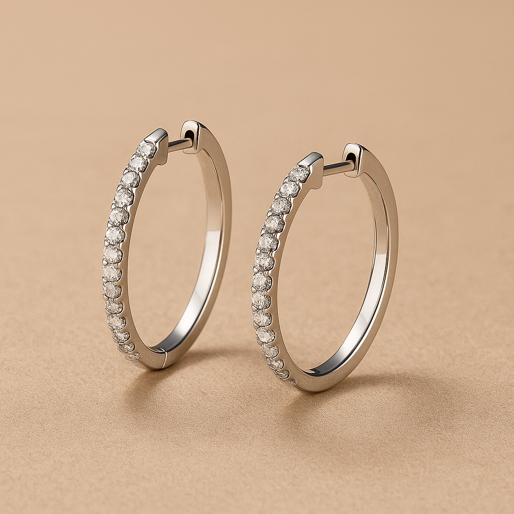 oucles d’oreilles créoles en argent 925 serties de zircons – Éclat intemporel