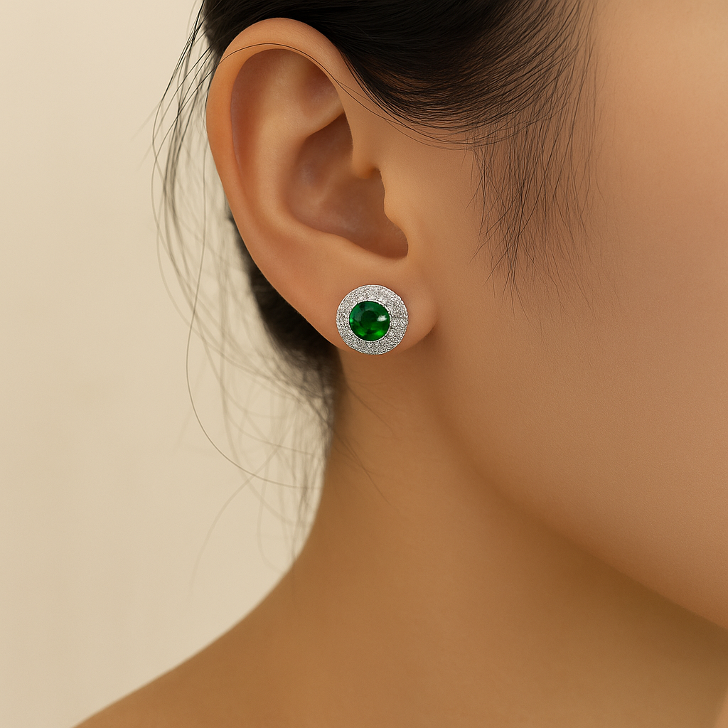 Boucles d’oreilles Élégance Émeraude en Argent Sterling 925