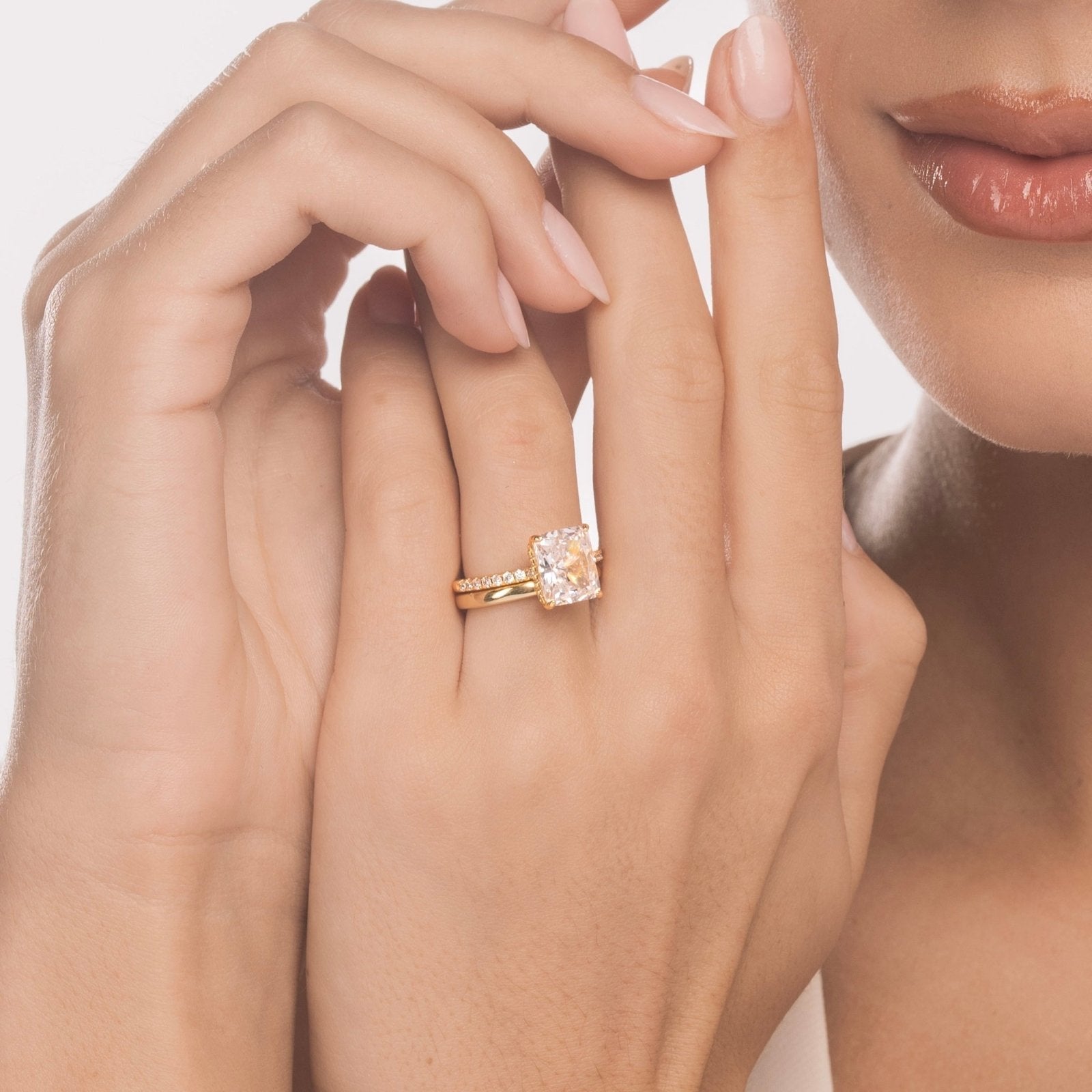 Solitaire Taille Radiant "Majesté" – Or 18K & Zirconium 8A
