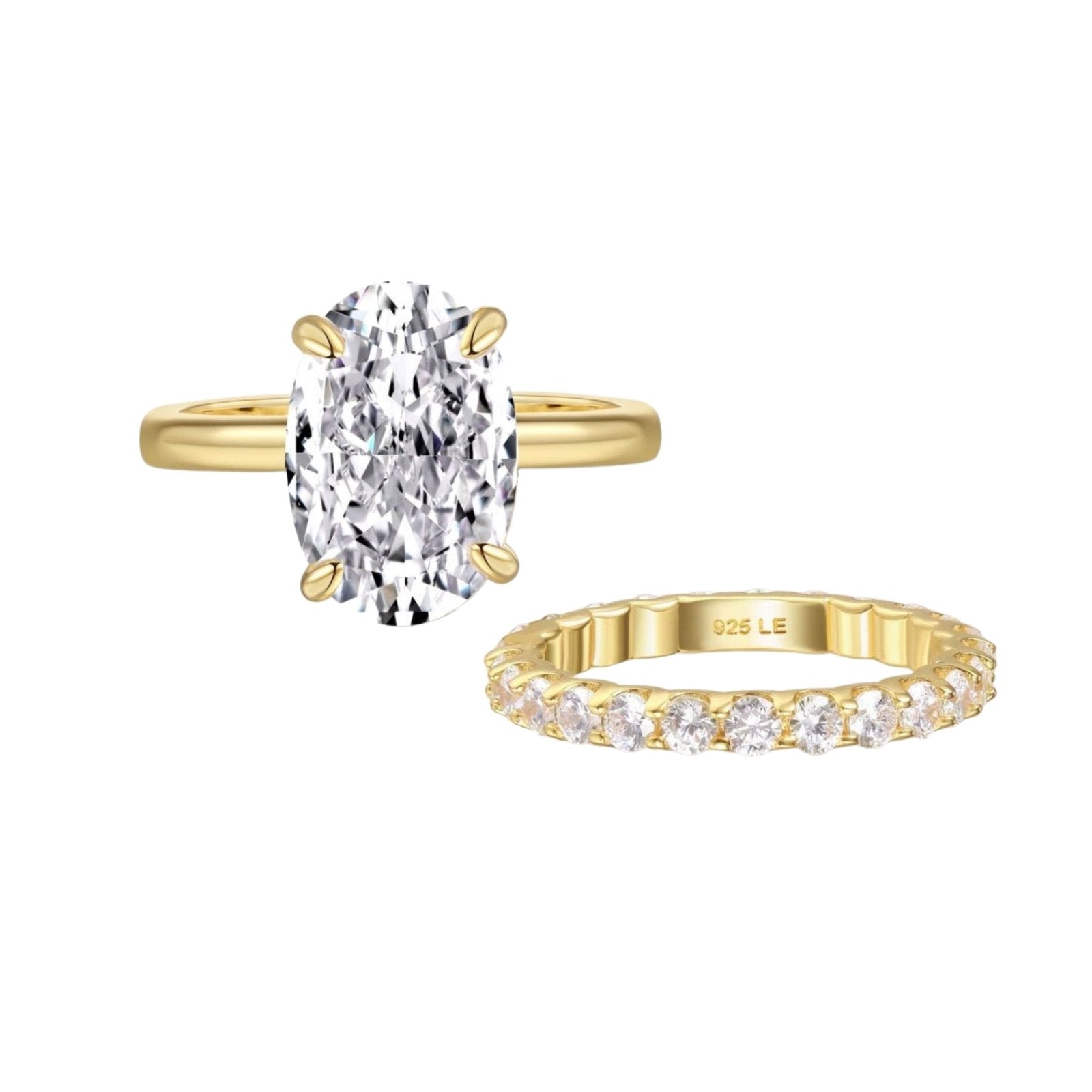 Ensemble Nuptial "Éclat Intemporel" – Solitaire Oval & Alliance Éternité