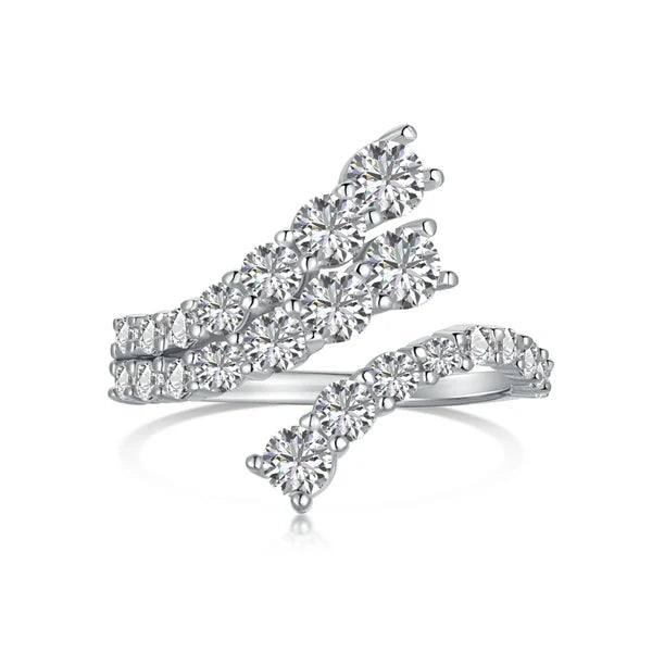 Bague "Comète Étincelante" – Argent Rhodié & Cascade de Zirconiums 5A