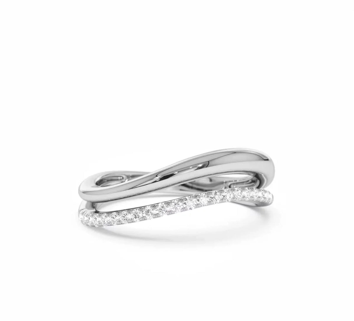 Bague "Onde Infinie" – Duo d'Or Poli et Pavé Étincelant