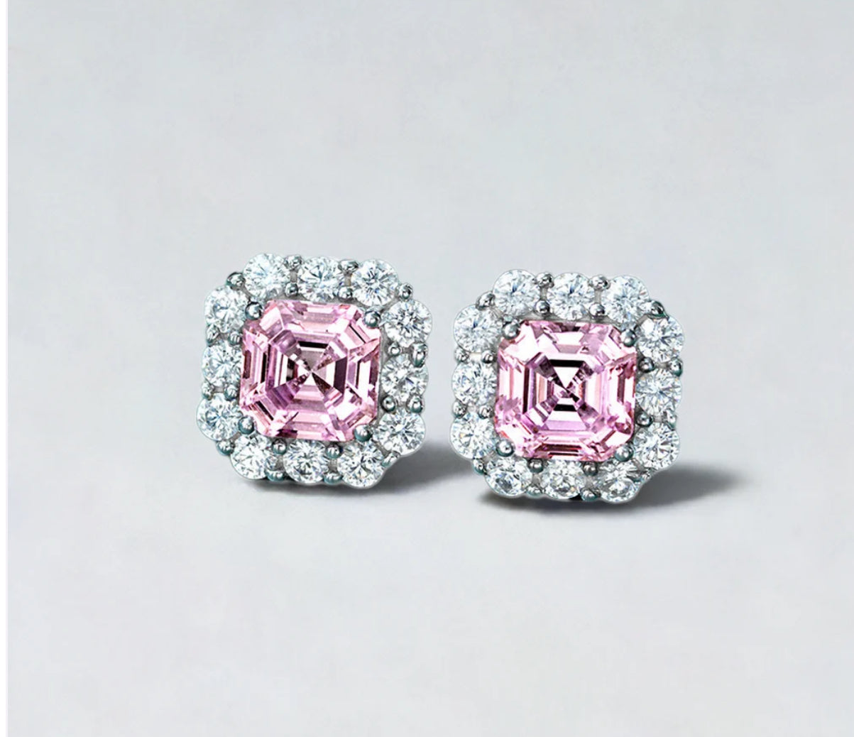 Boucles d'oreilles percées carrées roses fantaisie glamour💎