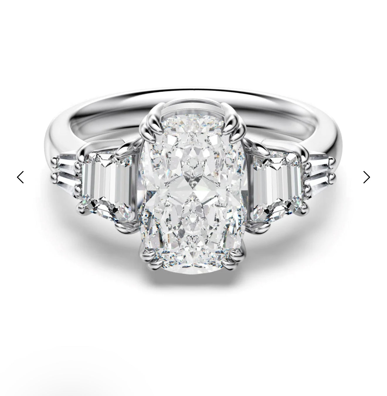 Bague de Fiançailles Ovale 3,5 Carats à Pierres Multiples – Pierres Latérales Taille Baguette Effilée