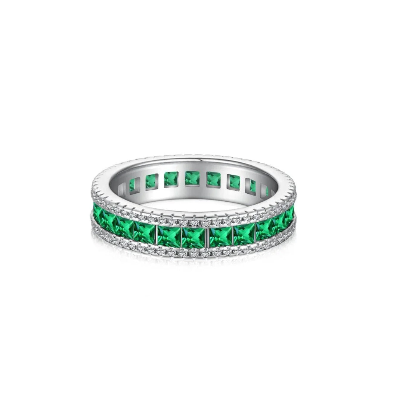 Alliance Éternité Émeraude & Double Pavage Scintillant