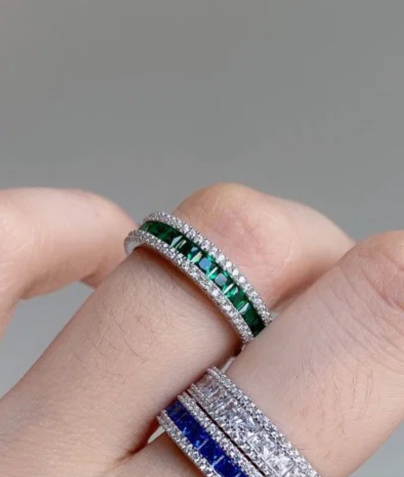 Alliance Éternité Émeraude & Double Pavage Scintillant