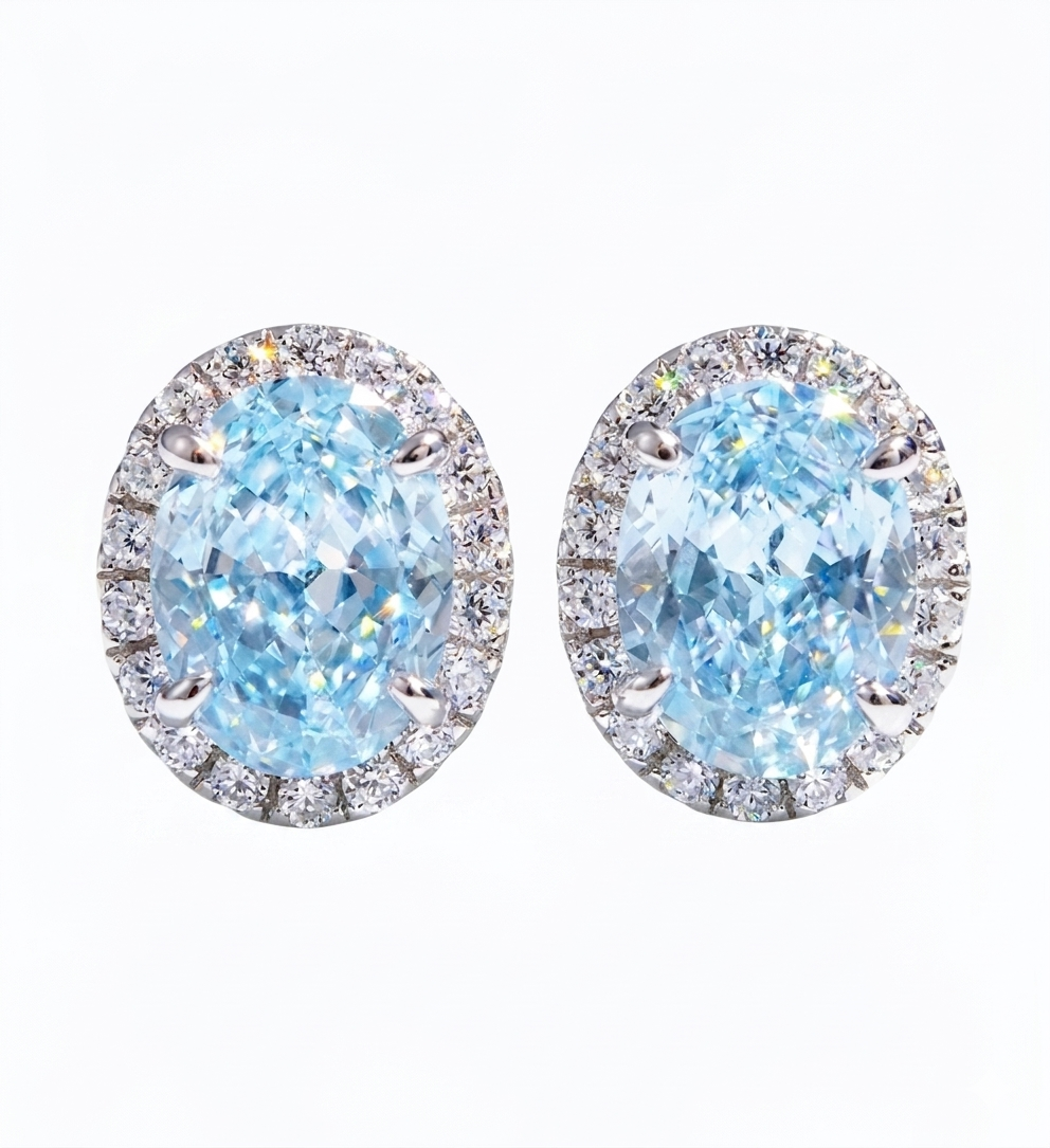 Boucles d'oreilles percées ovales bleu saphir raffinées💎