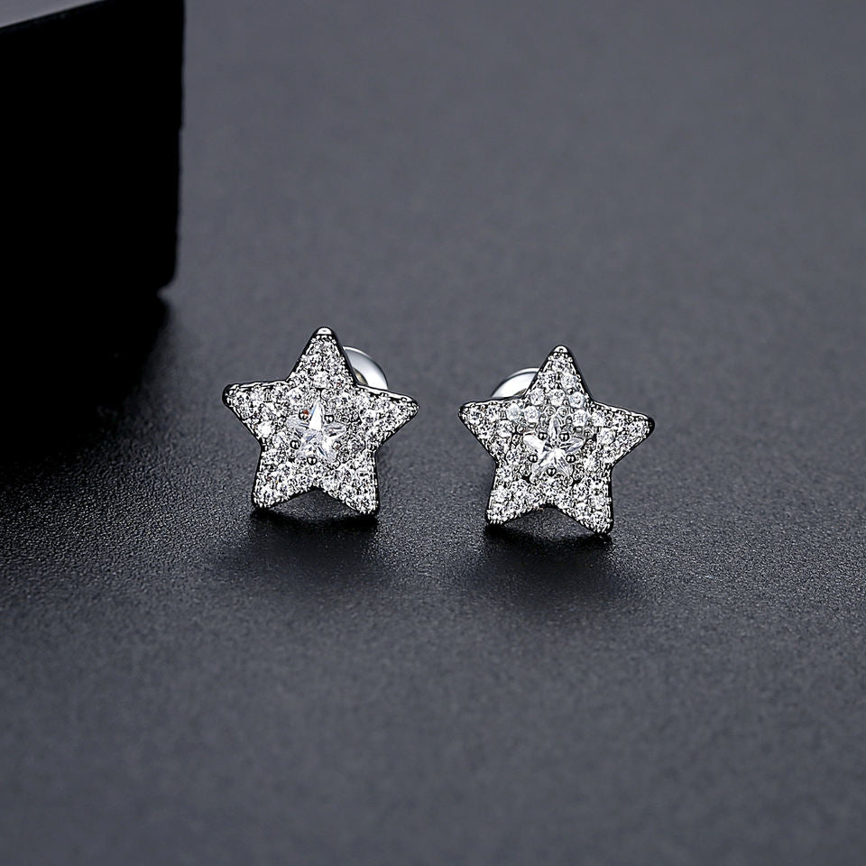 Boucles d’oreilles étoile pavée en argent scintillant