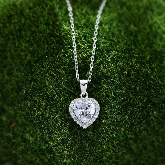 Collier Solitaire Cœur en Argent 925 Rhodié et Or 18K
