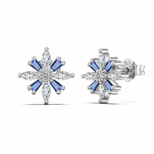 Boucles d’Oreilles Flocon de Neige en Argent 925 & Zircon – Élégance Raffinée pour Femme