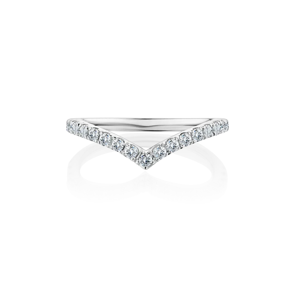 Alliance Incurvée "V de Vénus" – Argent Rhodié & Pavé de Zirconiums 5A