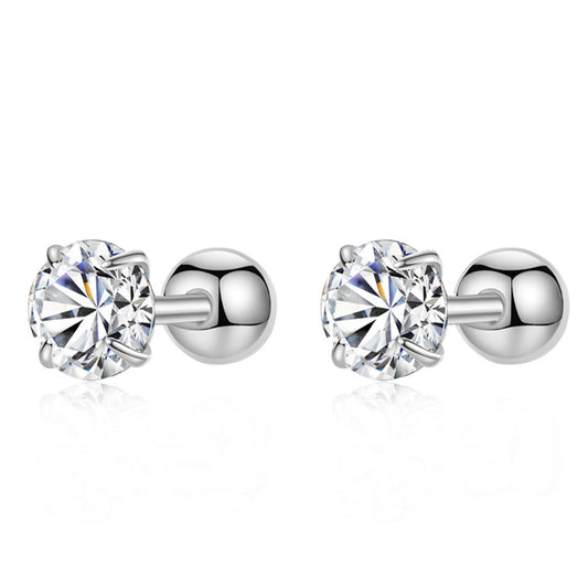 Boucles d’Oreilles Hypoallergéniques en Argent 925 & Zircon – Fermoir à Vis