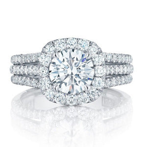 Ensemble Alliances "Étoile Céleste" – Bague de Fiançailles Halo Amovible et Alliances Pavées