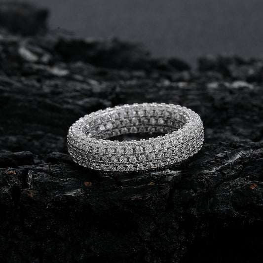 Bague Luxe Argent 925 Sertie de Zircons Brillants – Style Diamanté Éclat Étincelant
