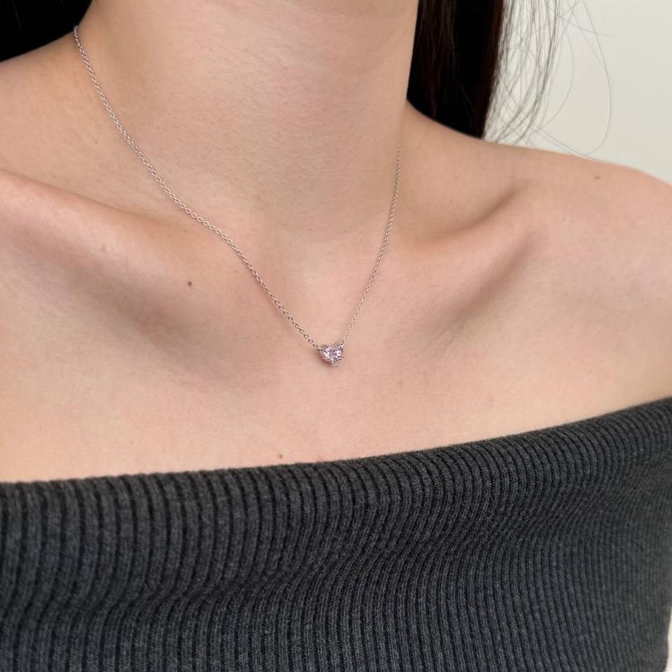 Collier Pendentif Cœur Minimaliste – Plaquage Or Rhodium & Zirconium