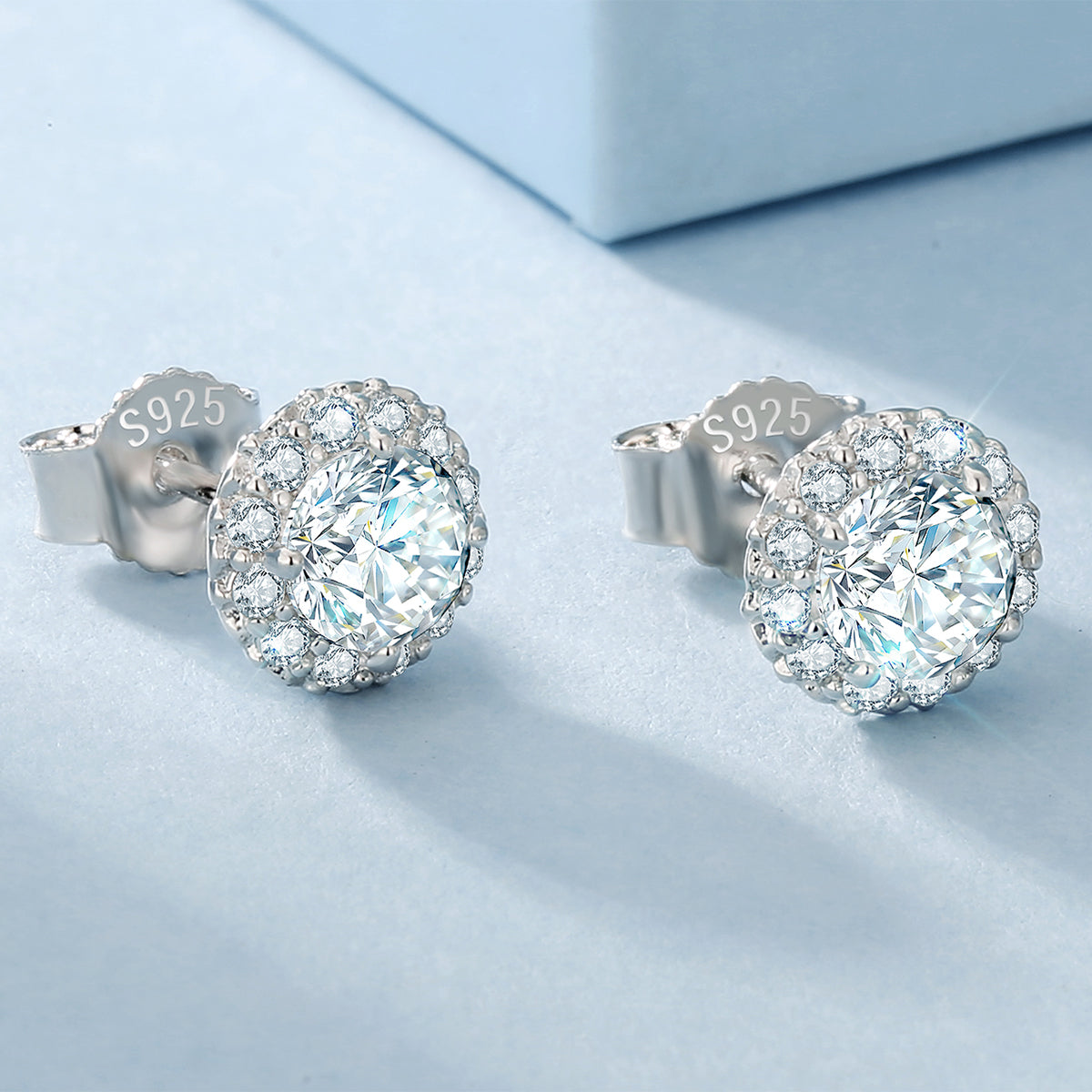 Boucles d’oreilles rondes pavées en argent sterling 925