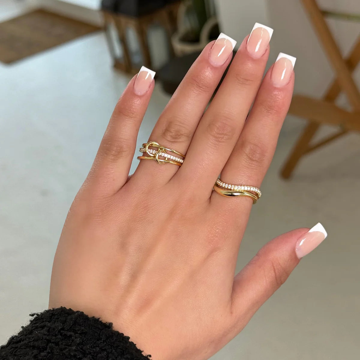 Bague "Onde Infinie" – Duo d'Or Poli et Pavé Étincelant