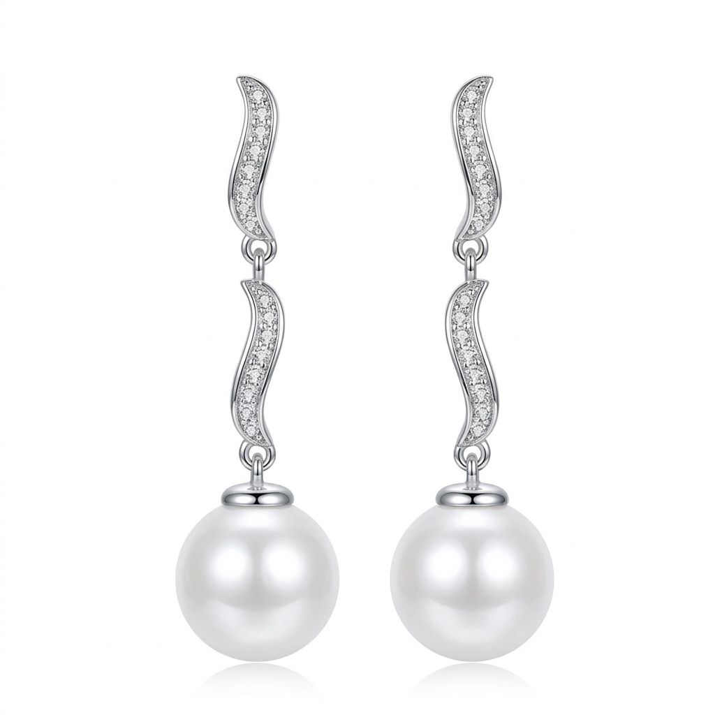 Boucles d'oreilles uniques percées de diamants blancs brillants💎