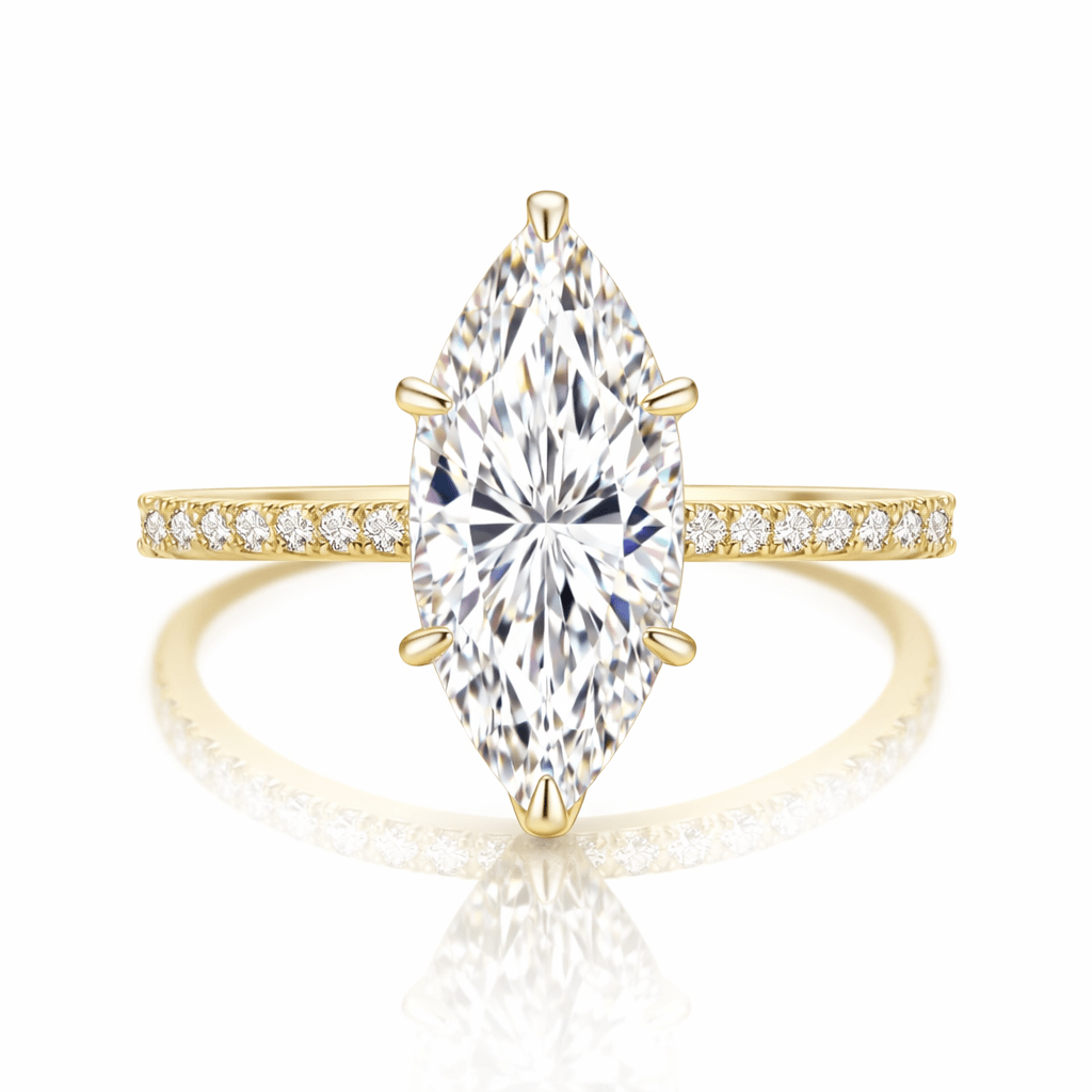 Solitaire Marquise "Éclat Royal" – Or 18k & Pavé Étincelant