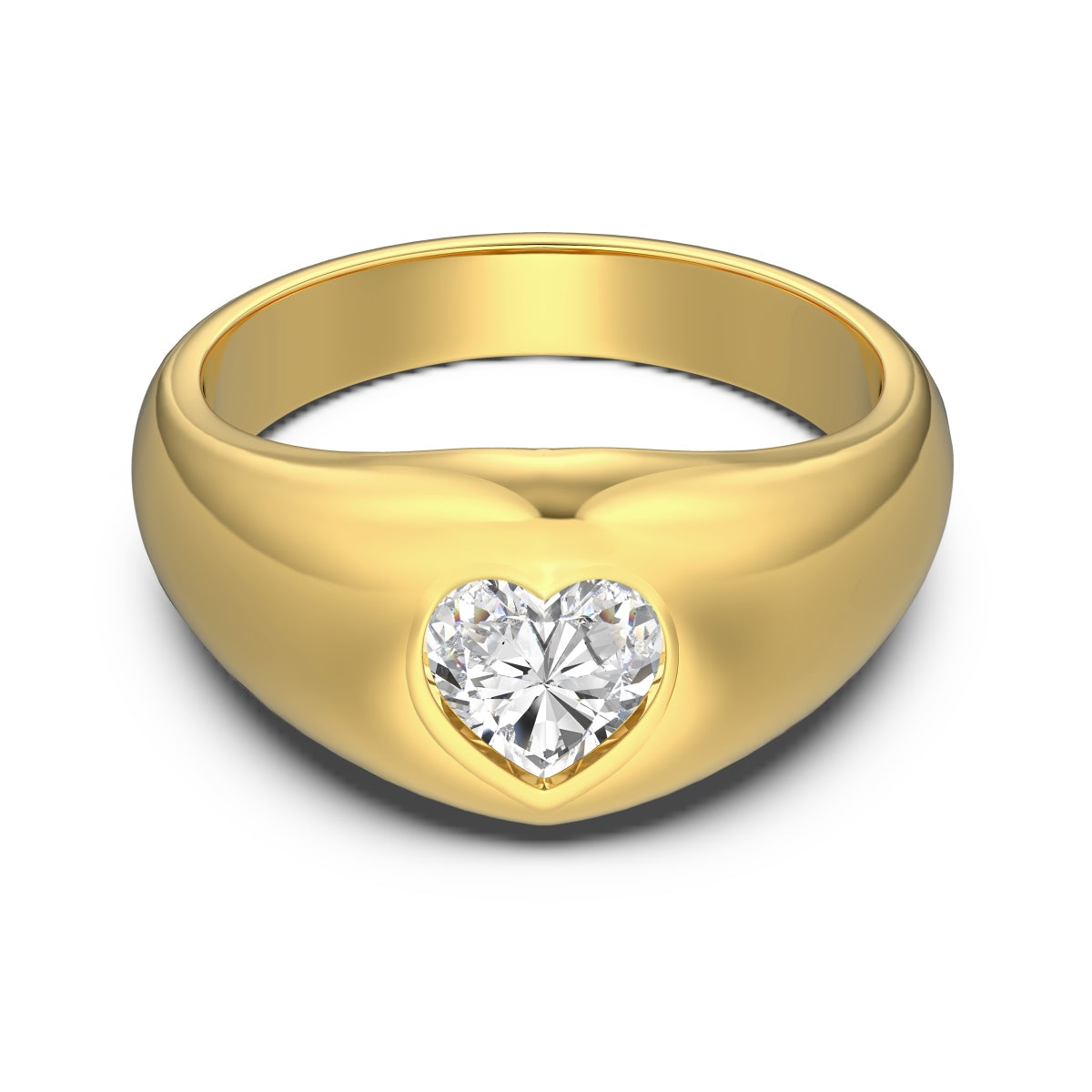 Bague Chevalier Cœur Éclatant — Sertie Clos Plaqué Or