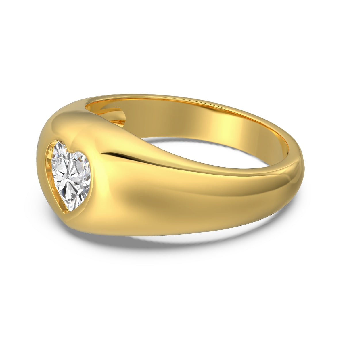 Bague Chevalier Cœur Éclatant — Sertie Clos Plaqué Or