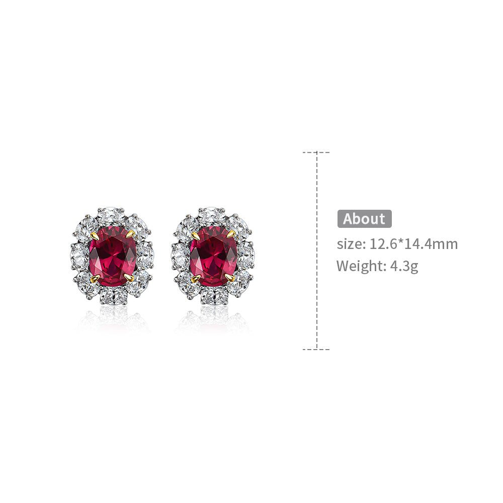Boucles d'oreilles ovales percées classiques en rubis rouge💎