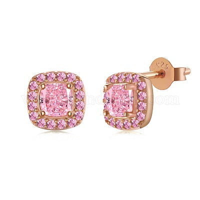 Éclat Rosé – Boucles d’oreilles halo princesse