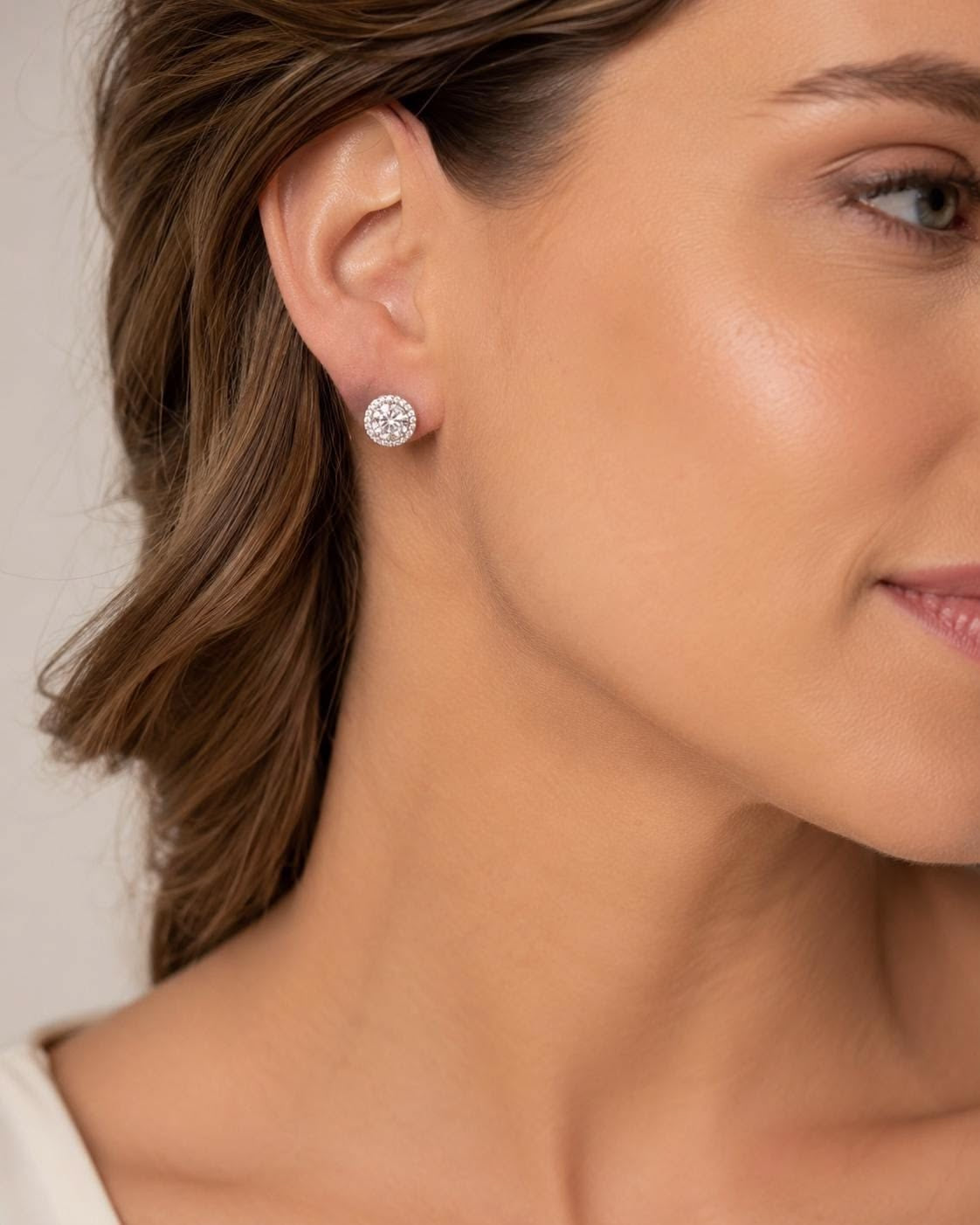 Boucles d’Oreilles Halo Élégance – Zirconium Haute Brillance