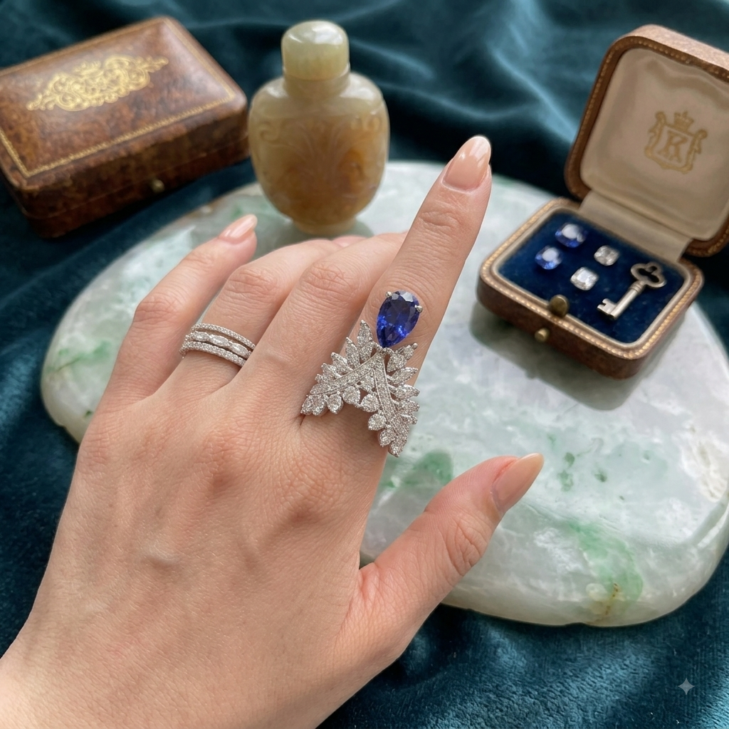 Bague Ailes d'Ange — Saphir Bleu Éco-Responsable 2 Carats
