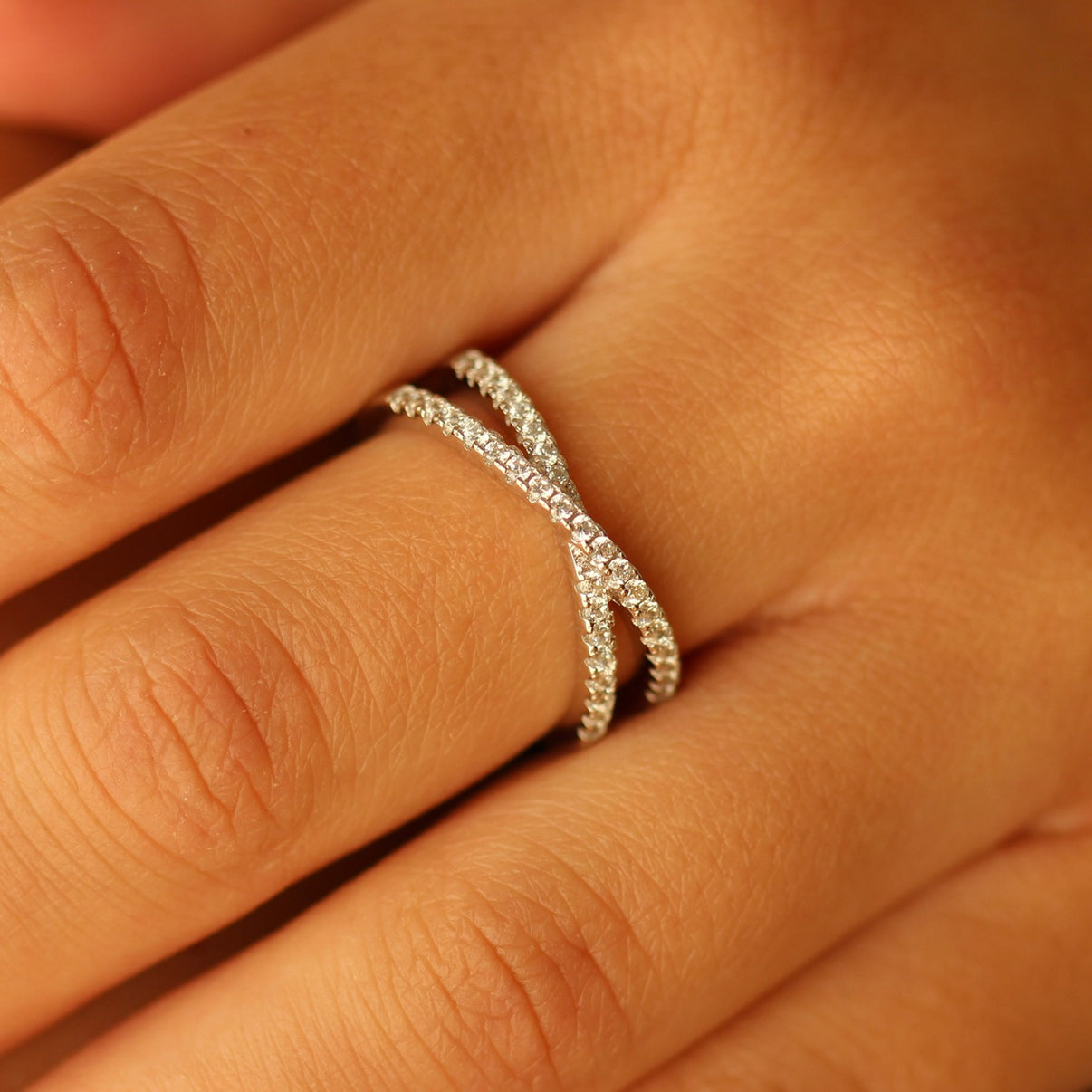 Bague Criss Cross Pavée