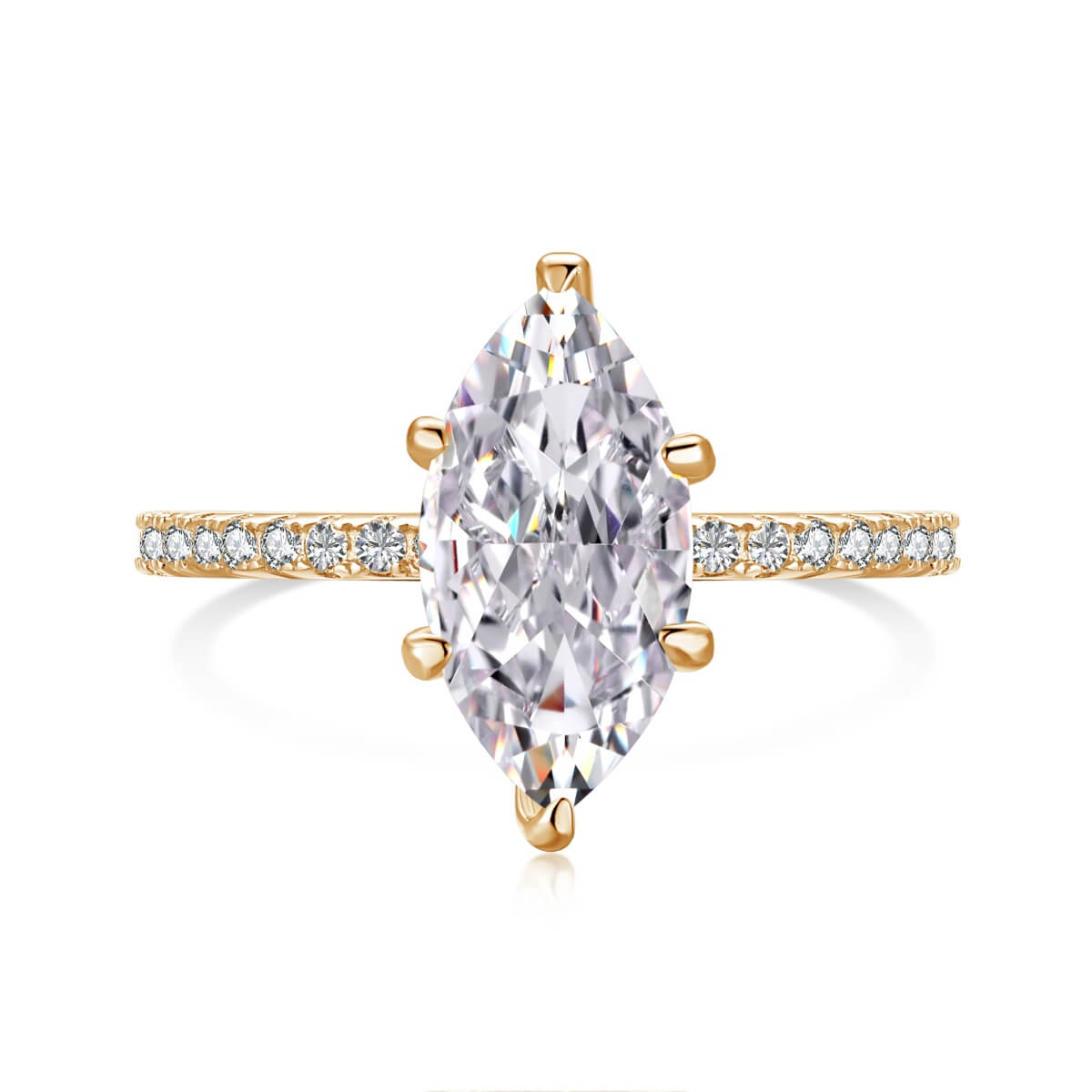 Solitaire Marquise "Éclat Royal" – Or 18k & Pavé Étincelant