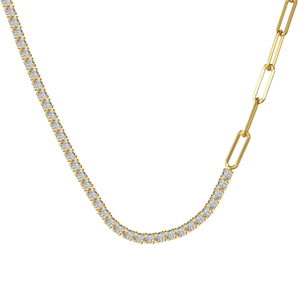 Éclat Signature – Collier demi tennis 18K doré