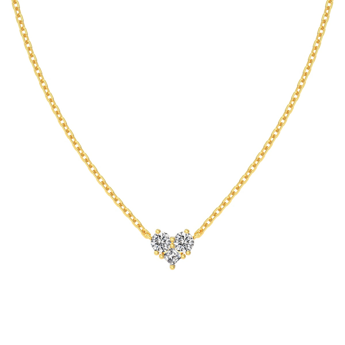 Collier Pendentif Cœur Minimaliste – Plaquage Or Rhodium & Zirconium