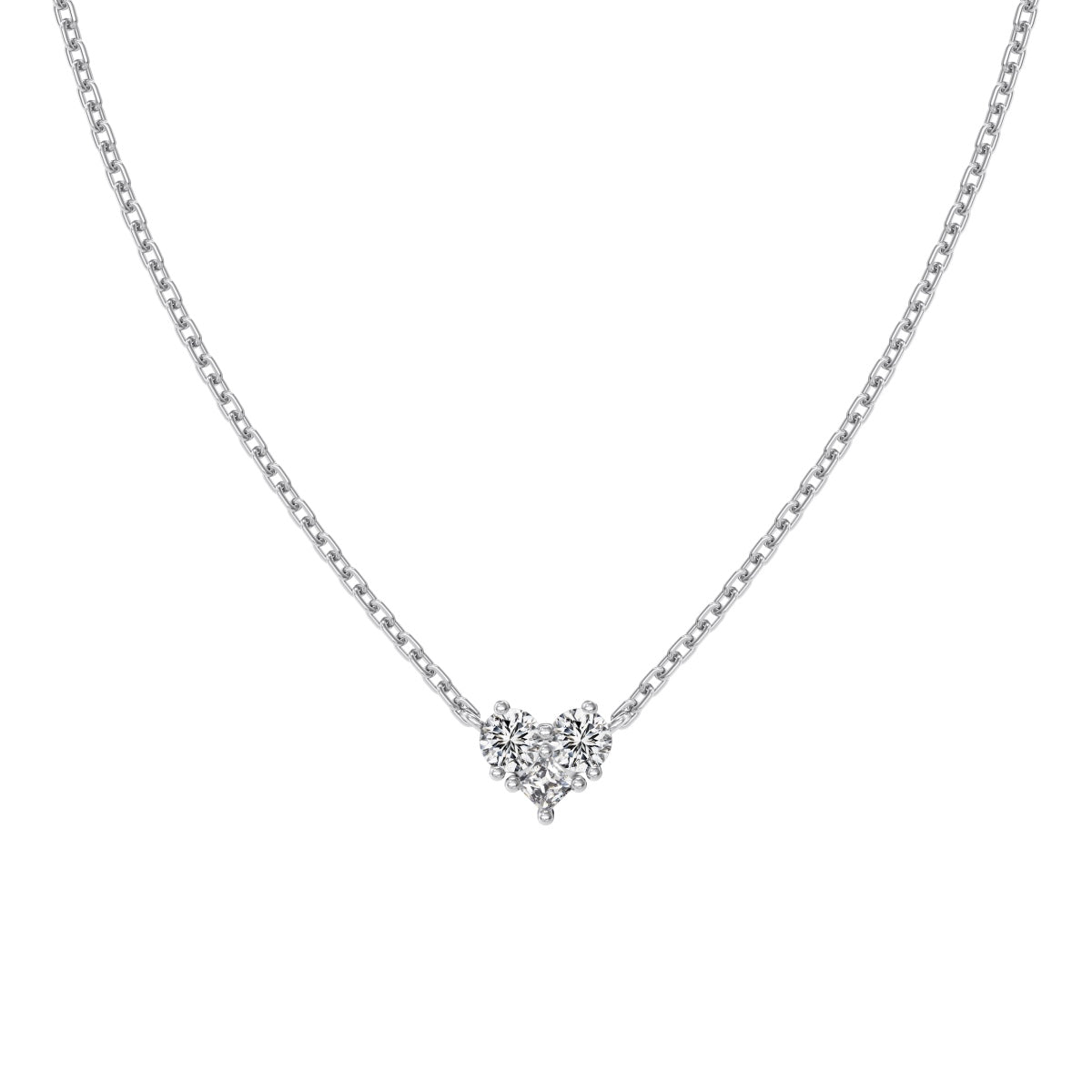 Collier Pendentif Cœur Minimaliste – Plaquage Or Rhodium & Zirconium