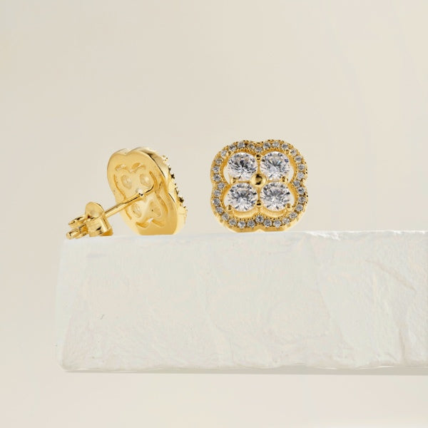Trèfle Lumière – Boucles d’oreilles éclat diamant 18K