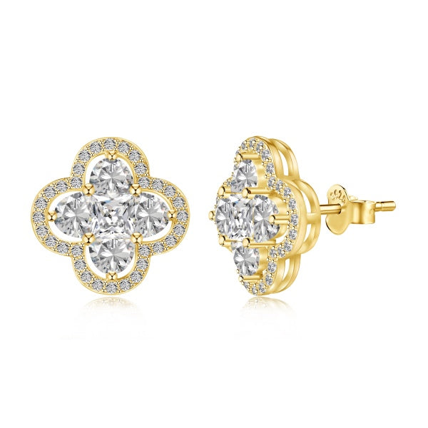 Trèfle Lumière – Boucles d’oreilles éclat diamant 18K