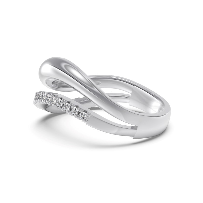 Bague "Onde Infinie" – Duo d'Or Poli et Pavé Étincelant