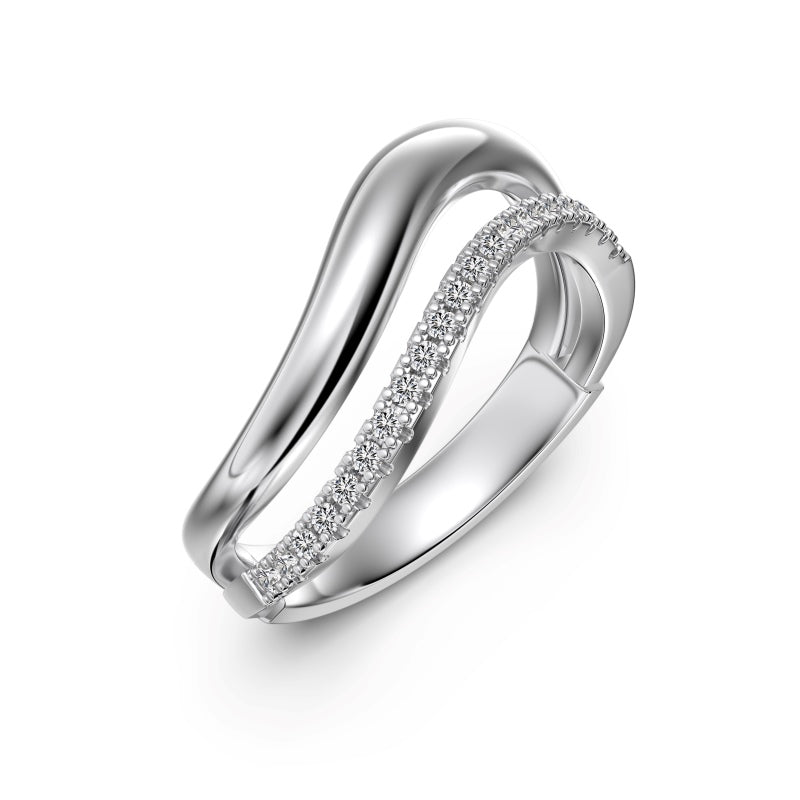 Bague "Onde Infinie" – Duo d'Or Poli et Pavé Étincelant