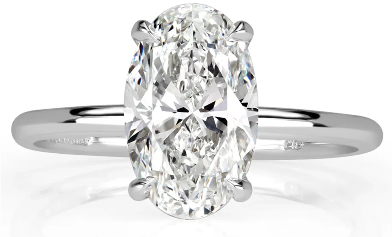 Solitaire Oval "Éclat Royal" – Or 14K & Zirconium 8A (Effet Diamant) – Argenté