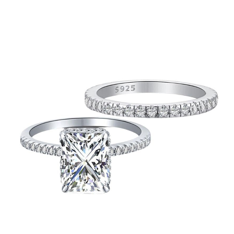 Ensemble Nuptial "Lumière Éternelle" – Solitaire Radiant & Alliance Or 18K