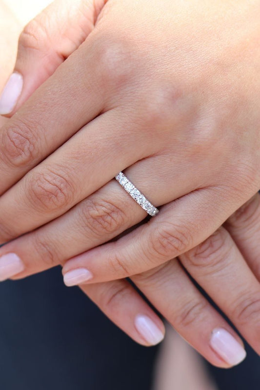 Bague de Rivière en Argent Sterling S925 Entourée de Pierres