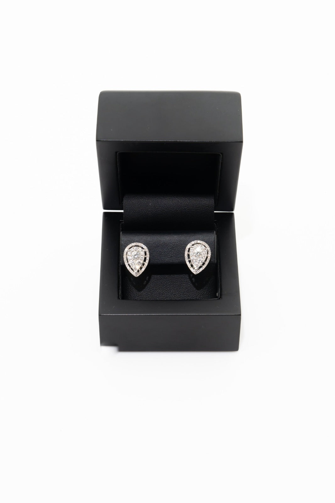Boucles d’oreilles poire élégantes en argent rhodié et or 18k