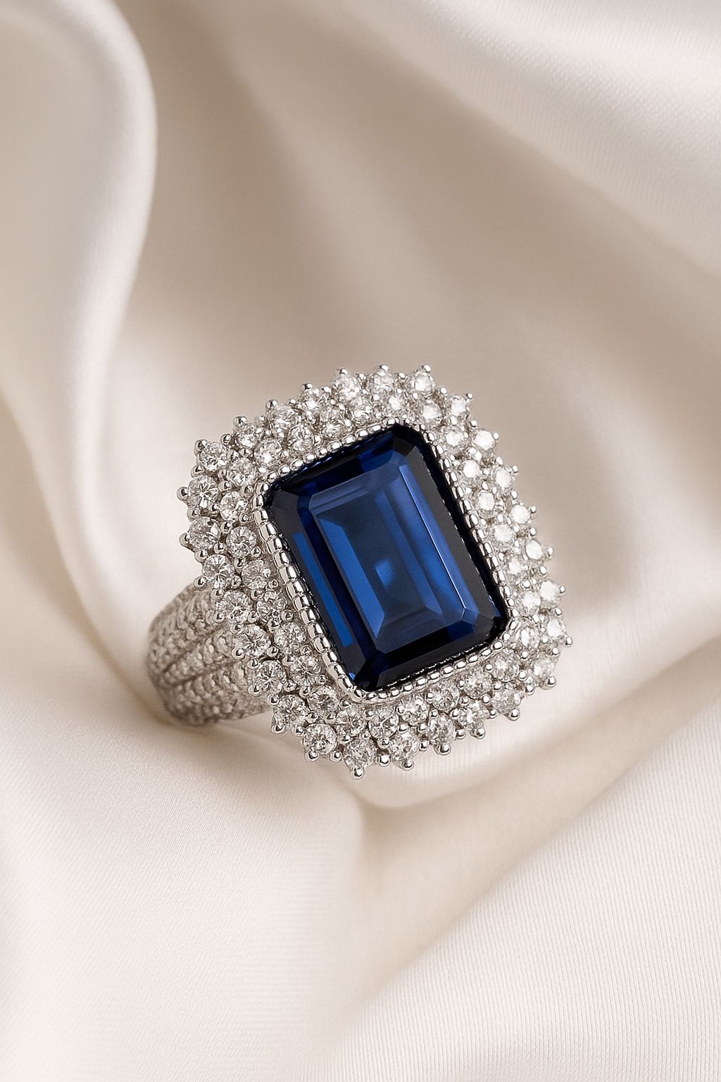 Bague Saphir Royal en Or Blanc 18 Carats