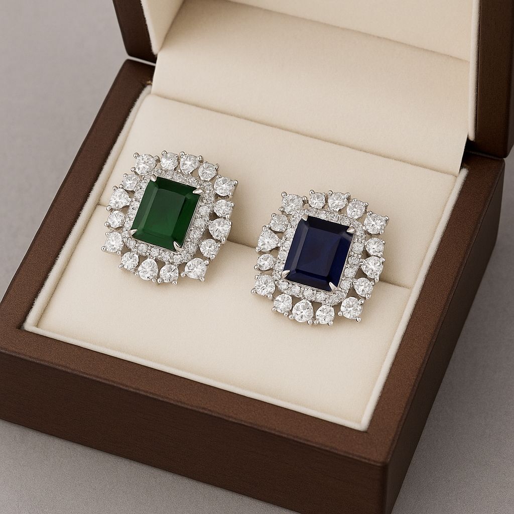 Collection Royale – Bagues Émeraude et Saphir en Or Blanc 18 Carats