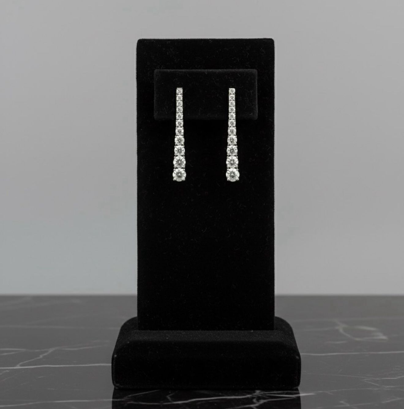 Boucles d’oreilles pendantes Tennis en Moissanite et Argent Sterling