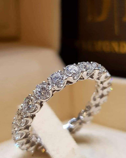 Bague de Rivière en Argent Sterling S925 Entourée de Pierres