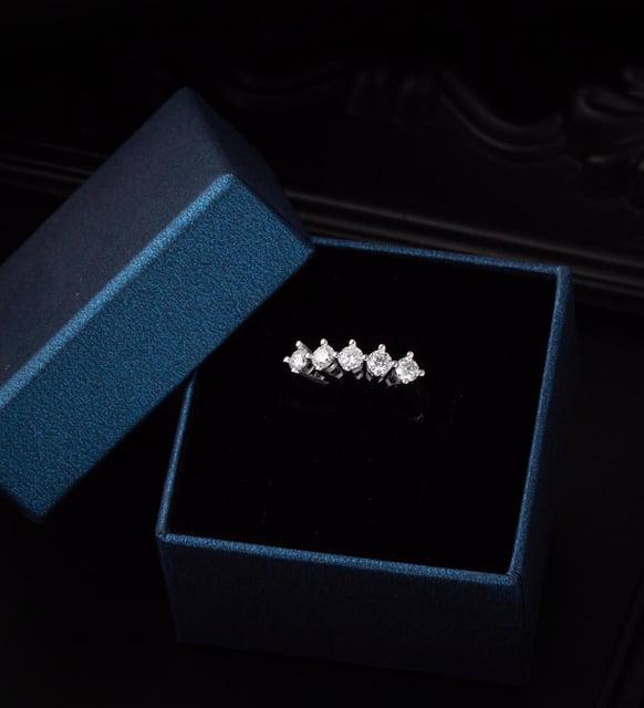 Bague de Rivière en Argent Sterling S925 avec Pierres de 4mm