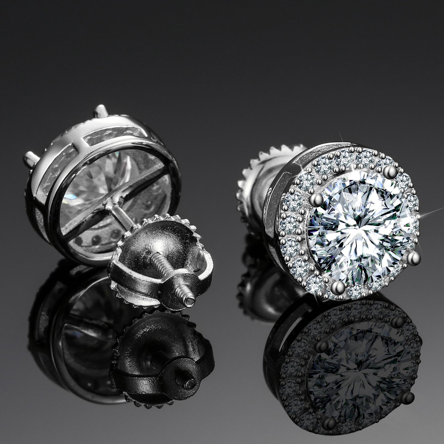 Boucles d’oreilles rondes pavées en argent sterling 925