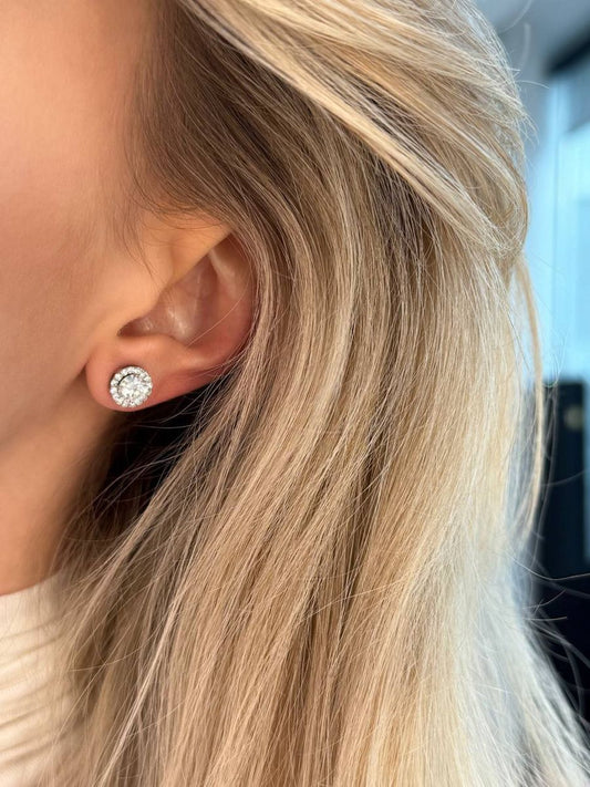 Boucles d’Oreilles Halo Élégance – Zirconium Haute Brillance