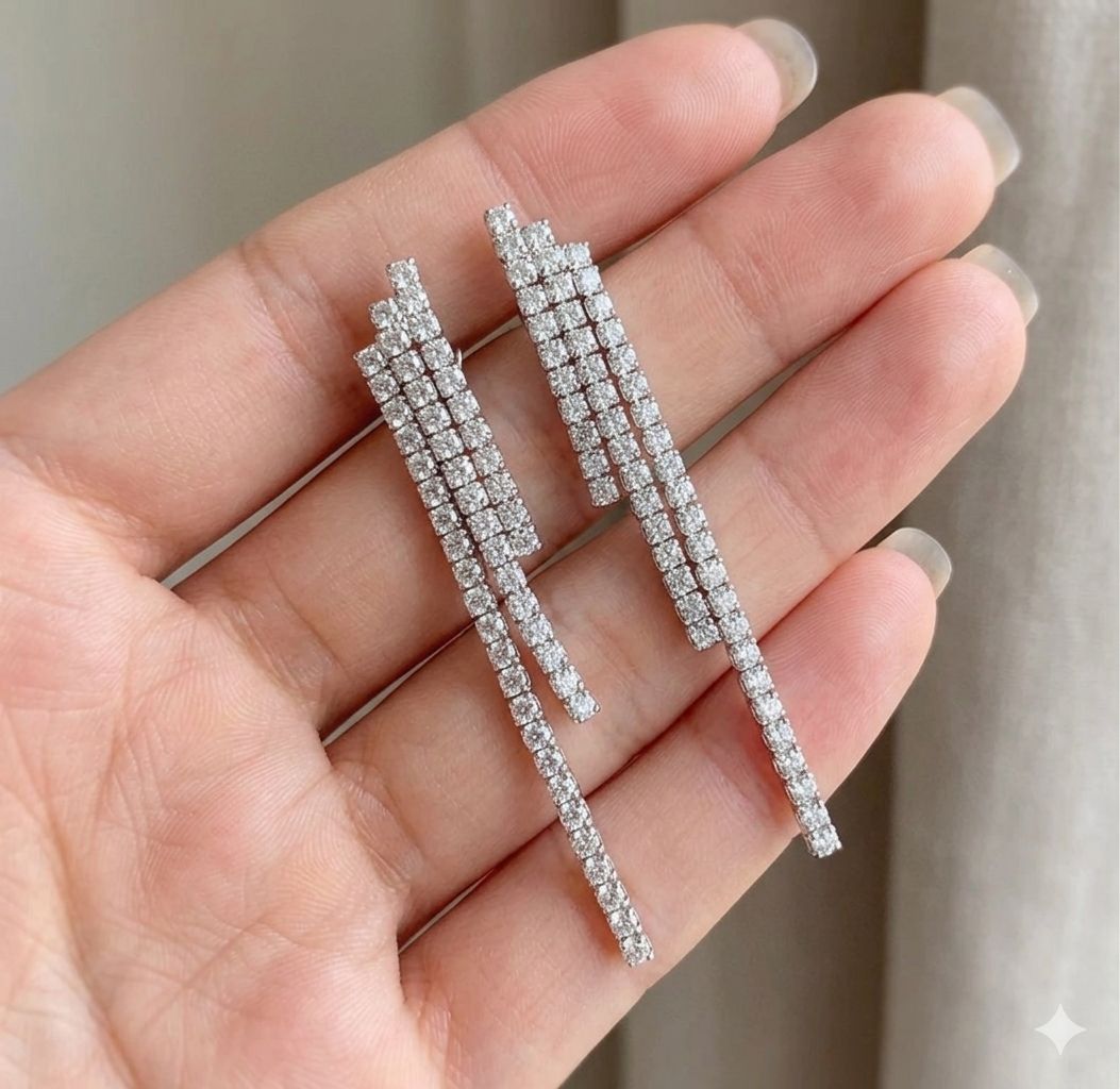 Boucles d’Oreilles rivière – Zirconium Haute Qualité